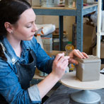 Meghan Downs at work in the YAS ceramics starter studio at Manor Oaks in Sheffield 2017
